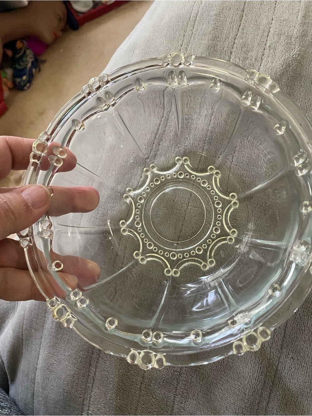 Source Unknown Clear Glass Decorative Serving Bowl